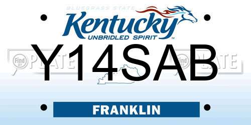 Y14SAB Kentucky License Plate