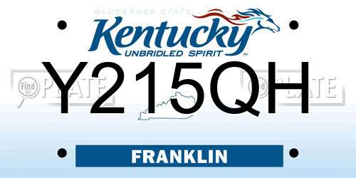 Y215QH Kentucky License Plate