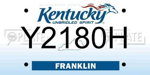 Y2180H Kentucky License Plate