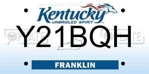 Y21BQH Kentucky License Plate