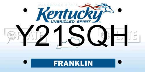 Y21SQH Kentucky License Plate