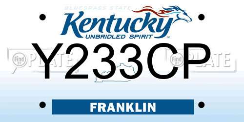 Y233CP Kentucky License Plate