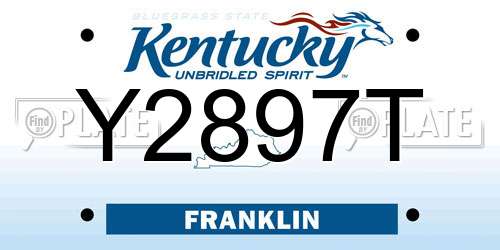 Y2897T Kentucky License Plate