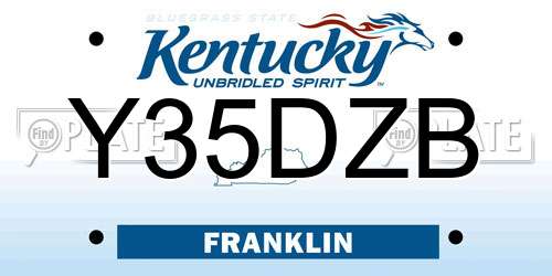 Y35DZB Kentucky License Plate