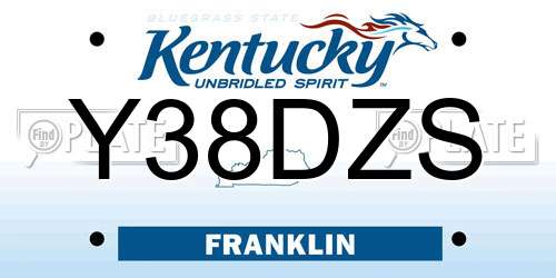 Y38DZS Kentucky License Plate