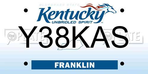 Y38KAS Kentucky License Plate