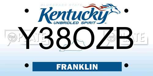 Y38OZB Kentucky License Plate