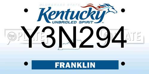 Y3N294 Kentucky License Plate