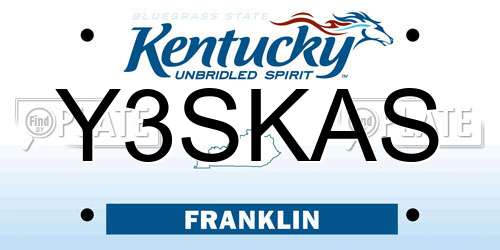 Y3SKAS Kentucky License Plate