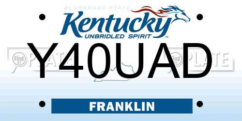Y40UAD Kentucky License Plate