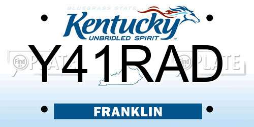 Y41RAD Kentucky License Plate