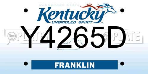 Y4265D Kentucky License Plate