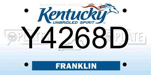 Y4268D Kentucky License Plate