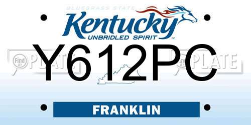 Y612PC Kentucky License Plate