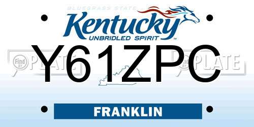 Y61ZPC Kentucky License Plate