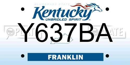 Y637BA Kentucky License Plate