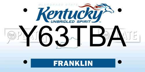 Y63TBA Kentucky License Plate