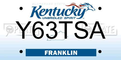 Y63TSA Kentucky License Plate