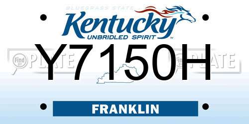 Y7150H Kentucky License Plate