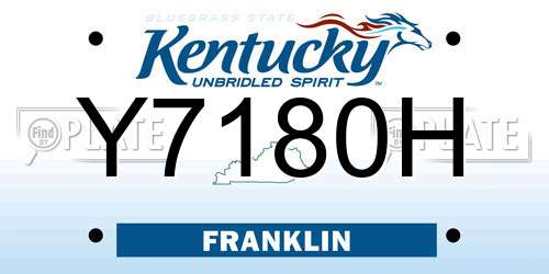 Y7180H Kentucky License Plate