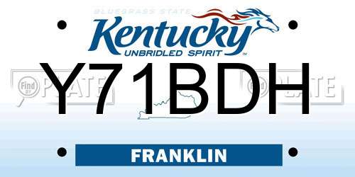Y71BDH Kentucky License Plate