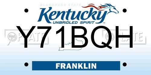 Y71BQH Kentucky License Plate