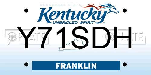 Y71SDH Kentucky License Plate