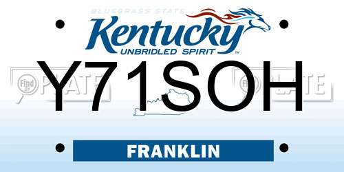 Y71SOH Kentucky License Plate