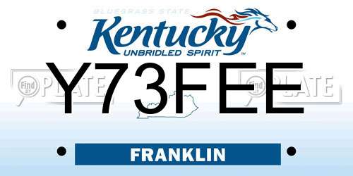 Y73FEE Kentucky License Plate