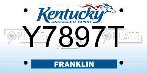 Y7897T Kentucky License Plate