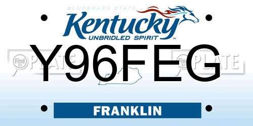 Y96FEG Kentucky License Plate