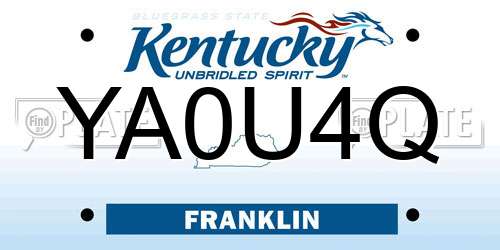 YA0U4Q Kentucky License Plate