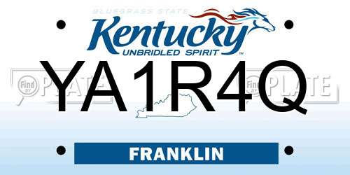 YA1R4Q Kentucky License Plate