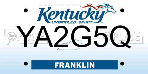 YA2G5Q Kentucky License Plate