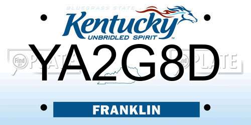 YA2G8D Kentucky License Plate