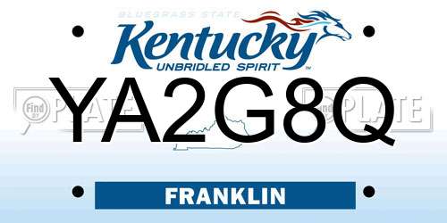 YA2G8Q Kentucky License Plate