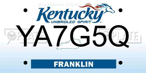 YA7G5Q Kentucky License Plate