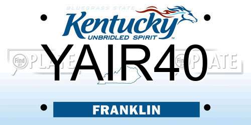 YAIR40 Kentucky License Plate