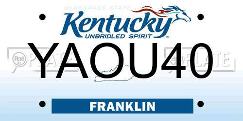 YAOU40 Kentucky License Plate