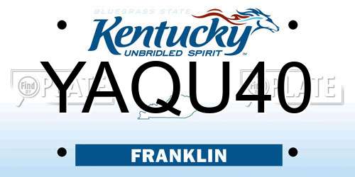 YAQU40 Kentucky License Plate