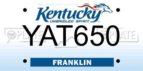 YAT650 Kentucky License Plate