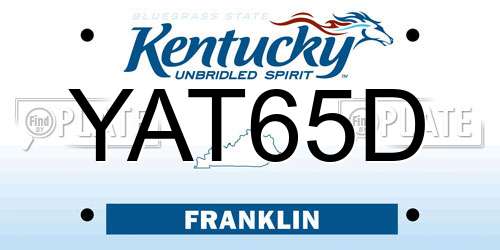 YAT65D Kentucky License Plate