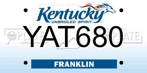 YAT680 Kentucky License Plate