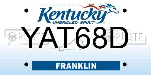 YAT68D Kentucky License Plate