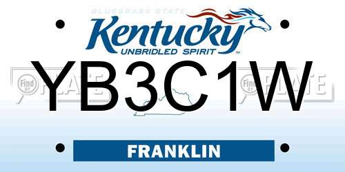 YB3C1W Kentucky License Plate