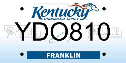 YDO810 Kentucky License Plate