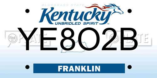 YE8O2B Kentucky License Plate