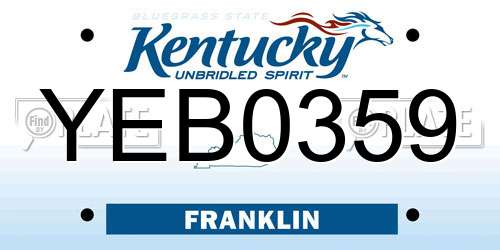 YEB0359 Kentucky License Plate