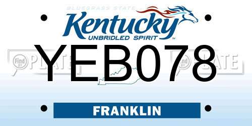 YEB078 Kentucky License Plate