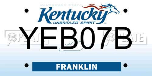 YEB07B Kentucky License Plate